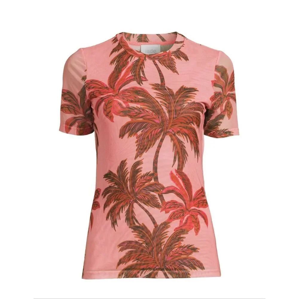 Johnny Was Mesh Palm Jade Top | Pink in Small